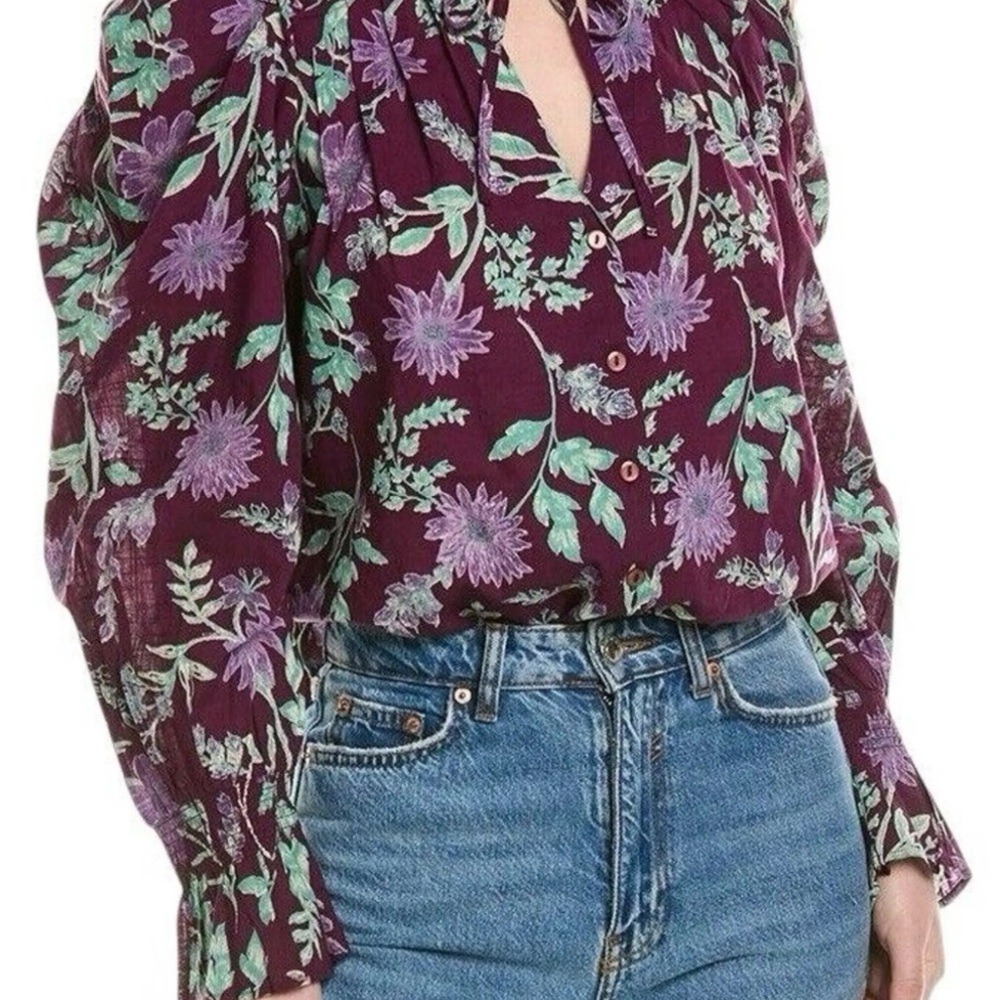 Free People Cottagecore Ruffled Cotton Blouse Xs